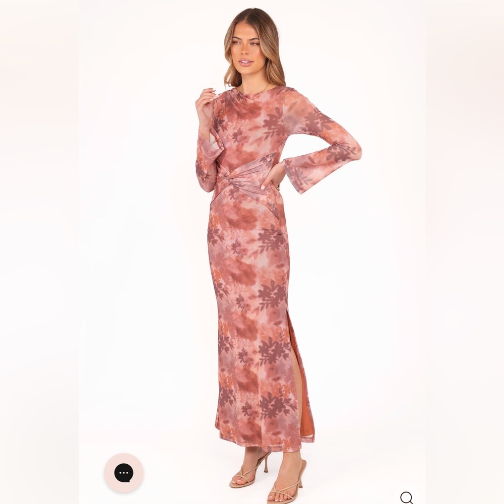 Petal & Pup Pink and Brown Long Sleeve Dress
